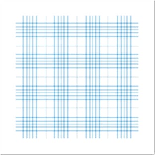 White and Blue Tartan Plaid Pattern Posters and Art